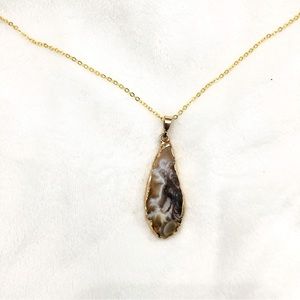 EARTHBOUND Gold Chain Necklace with Brown Pendant